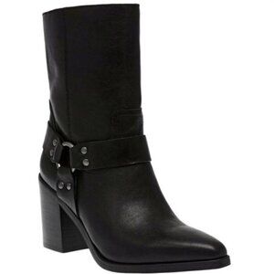 Steve‎ Madden 8.5 Alessio Black Leather Biker Bootie Ankle Boots NWOT